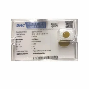 "Natural Yellow Sapphire 4.74 carat oval mixed cut – front view"